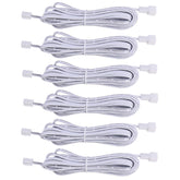 Flexible Extension Cable for LED Cabinet Light kit 3m (118.11 inch) (2 pin White Cord, 6 Packs)